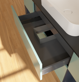 Тумба под раковину Villeroy & Boch Finion 160х50,1 см с подсветкой МДФ оливковый матовый лак/стекло черное матовое G742HGGM