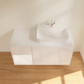 Тумба под раковину Villeroy & Boch Finion 120х50,1 см с подсветкой МДФ глянцевый белый лак/стекло белое матовое F391MTGF