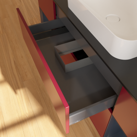 Тумба под раковину Villeroy & Boch Finion 160х50,1 см с подсветкой МДФ пион матовый лак/стекло черное матовое G742HGHB