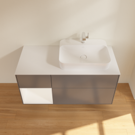 Тумба под раковину Villeroy & Boch Finion 120х50,1 см с подсветкой МДФ антрацит матовый лак/стекло белое матовое F391MTGK