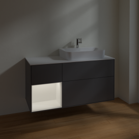 Тумба под раковину Villeroy & Boch Finion 120х50,1 см с подсветкой МДФ антрацит матовый лак/стекло белое матовое F391MTGK