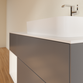 Тумба под раковину Villeroy & Boch Finion 120х50,1 см с подсветкой МДФ антрацит матовый лак/стекло белое матовое F391MTGK