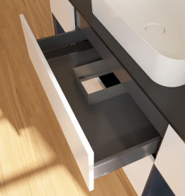 Тумба под раковину Villeroy & Boch Finion 160х50,1 см с подсветкой МДФ белый матовый лак/стекло черное матовое G742HGMT