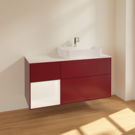 Тумба под раковину Villeroy & Boch Finion 120х50,1 см с подсветкой МДФ пион матовый лак/стекло белое матовое F391MTHB