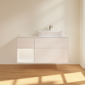 Тумба під раковину Villeroy & Boch Finion 120х50,1 см із підсвічуванням МДФ білий матовий лак/скло біле матове F391MTMT