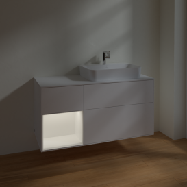 Тумба під раковину Villeroy & Boch Finion 120х50,1 см із підсвічуванням МДФ білий матовий лак/скло біле матове F391MTMT
