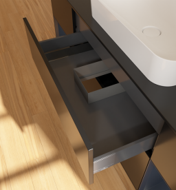 Тумба под раковину Villeroy & Boch Finion 160х50,1 см с подсветкой МДФ черный матовый лак/стекло черное матовое G742HGPD