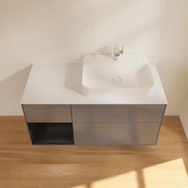 Тумба під раковину Villeroy & Boch Finion 120х50,1 см з підсвічуванням антрацит матовий лак/скло біле матове F391PDGK