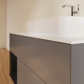 Тумба під раковину Villeroy & Boch Finion 120х50,1 см з підсвічуванням антрацит матовий лак/скло біле матове F391PDGK