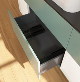 Тумба под раковину Villeroy & Boch Finion 160х50,1 см с подсветкой МДФ оливковый матовый лак/стекло черное матовое G742MTGM