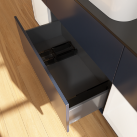 Тумба под раковину Villeroy & Boch Finion 160х50,1 см с подсветкой МДФ темно-синий матовый лак/стекло черное матовое G742MTHG