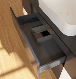 Тумба под раковину Villeroy & Boch Finion 160х50,1 см с подсветкой МДФ темно-синий матовый лак/стекло черное матовое G742MTHG