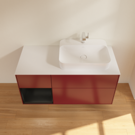 Тумба под раковину Villeroy & Boch Finion 120х50,1 см с подсветкой МДФ пион матовый лак/стекло белое матовое F391PDHB