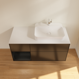 Тумба под раковину Villeroy & Boch Finion 120х50,1 см с подсветкой МДФ черный матовый лак/стекло белое матовое F391PDPD