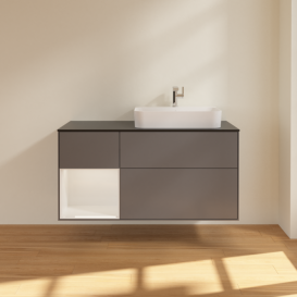 Тумба под раковину Villeroy & Boch Finion 120х50,1 см с подсветкой МДФ антрацит матовый лак/стекло черное матовое F392GFGK