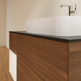 Тумба под раковину Villeroy & Boch Finion 120х50,1 см с подсветкой МДФ шпон грецкого ореха/стекло черное матовое F392GFGN