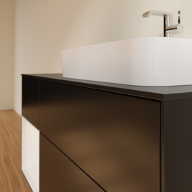 Тумба під раковину Villeroy & Boch Finion 120х50,1 см із підсвічуванням МДФ чорний матовий лак/скло чорне матове F392GFPD