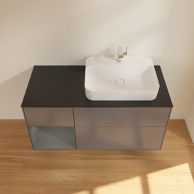 Тумба под раковину Villeroy & Boch Finion 120х50,1 см с подсветкой МДФ антрацит матовый лак/стекло черное матовое F392GKGK