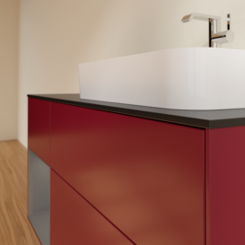 Тумба под раковину Villeroy & Boch Finion 120х50,1 см с подсветкой МДФ пион матовый лак/стекло черное матовое F392GKHB