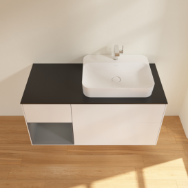 Тумба под раковину Villeroy & Boch Finion 120х50,1 см с подсветкой МДФ белый матовый лак/стекло черное матовое F392GKMT