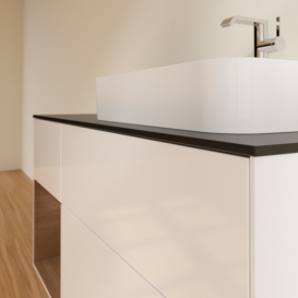 Тумба під раковину Villeroy & Boch Finion 120х50,1 см із підсвічуванням МДФ білий глянцевий лак/скло чорне матове F392GNGF