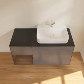 Тумба под раковину Villeroy & Boch Finion 120х50,1 см с подсветкой МДФ антрацит матовый лак/стекло черное матовое F392GNGK