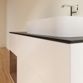 Тумба под раковину Villeroy & Boch Finion 120х50,1 см с подсветкой МДФ белый матовый лак/стекло черное матовое F392GNMT