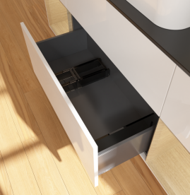 Тумба под раковину Villeroy & Boch Finion 160х50,1 см с подсветкой МДФ глянцевый белый лак/стекло черное матовое G742PCGF