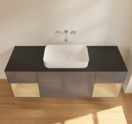 Тумба под раковину Villeroy & Boch Finion 160х50,1 см с подсветкой МДФ антрацит матовый лак/стекло черное матовое G742PCGK