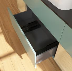 Тумба під раковину Villeroy & Boch Finion 160х50,1 см із підсвічуванням МДФ оливковий матовий лак/скло чорне матове G742PCGM