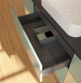 Тумба під раковину Villeroy & Boch Finion 160х50,1 см із підсвічуванням МДФ оливковий матовий лак/скло чорне матове G742PCGM