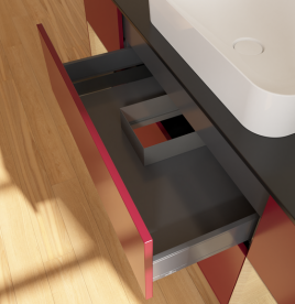 Тумба під раковину Villeroy & Boch Finion 160х50,1 см з підсвічуванням МДФ півонія матовий лак/скло чорне матове G742PCHB