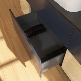 Тумба под раковину Villeroy & Boch Finion 160х50,1 см с подсветкой МДФ темно-синий матовый лак/стекло черное матовое G742PCHG