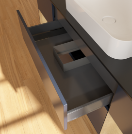 Тумба под раковину Villeroy & Boch Finion 160х50,1 см с подсветкой МДФ темно-синий матовый лак/стекло черное матовое G742PCHG