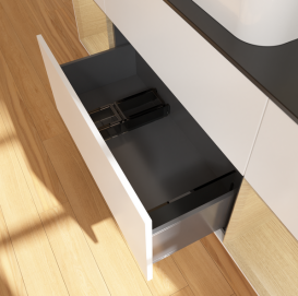 Тумба под раковину Villeroy & Boch Finion 160х50,1 см с подсветкой МДФ белый матовый лак/стекло черное матовое G742PCMT