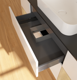 Тумба под раковину Villeroy & Boch Finion 160х50,1 см с подсветкой МДФ белый матовый лак/стекло черное матовое G742PCMT