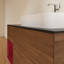 Тумба под раковину Villeroy & Boch Finion 120х50,1 см с подсветкой МДФ шпон грецкого ореха/стекло черное матовое F392HBGN