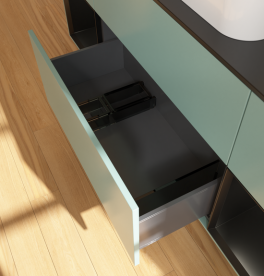 Тумба под раковину Villeroy & Boch Finion 160х50,1 см с подсветкой МДФ оливковый матовый лак/стекло черное матовое G742PDGM