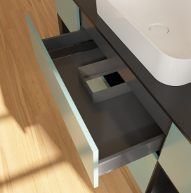 Тумба под раковину Villeroy & Boch Finion 160х50,1 см с подсветкой МДФ оливковый матовый лак/стекло черное матовое G742PDGM