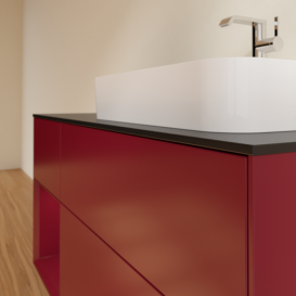 Тумба под раковину Villeroy & Boch Finion 120х50,1 см с подсветкой МДФ пион матовый лак/стекло черное матовое F392HBHB