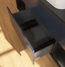 Тумба под раковину Villeroy & Boch Finion 160х50,1 см с подсветкой МДФ темно-синий матовый лак/стекло черное матовое G742PDHG