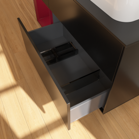 Тумба под раковину Villeroy & Boch Finion 120х50,1 см с подсветкой МДФ черный матовый лак/стекло черное матовое F392HBPD