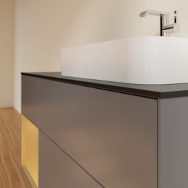 Тумба под раковину Villeroy & Boch Finion 120х50,1 см с подсветкой МДФ антрацит матовый лак/стекло черное матовое F392HFGK