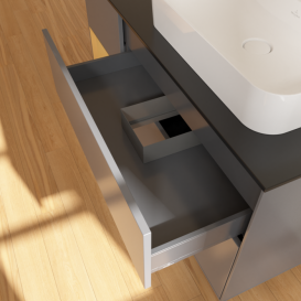 Тумба под раковину Villeroy & Boch Finion 120х50,1 см с подсветкой МДФ антрацит матовый лак/стекло черное матовое F392HFGK