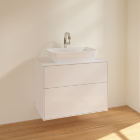 Тумба под раковину Villeroy & Boch Finion 80х50,1 см МДФ глянцевый белый лак/стекло белое матовое F75100GF