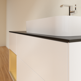 Тумба под раковину Villeroy & Boch Finion 120х50,1 см с подсветкой МДФ белый матовый лак/стекло черное матовое F392HFMT