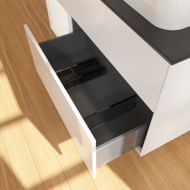 Тумба под раковину Villeroy & Boch Finion 120х50,1 см с подсветкой МДФ глянцевый белый лак/стекло черное матовое F392MTGF