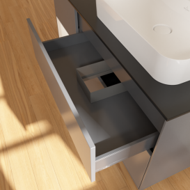 Тумба под раковину Villeroy & Boch Finion 120х50,1 см с подсветкой МДФ антрацит матовый лак/стекло черное матовое F392MTGK