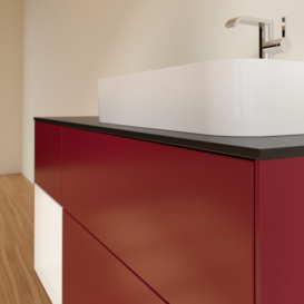 Тумба под раковину Villeroy & Boch Finion 120х50,1 см с подсветкой МДФ пион матовый лак/стекло черное матовое F392MTHB