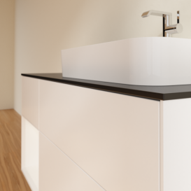 Тумба под раковину Villeroy & Boch Finion 120х50,1 см с подсветкой МДФ белый матовый лак/стекло черное матовое F392MTMT